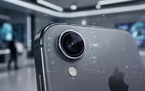 Nahaufnahme einer iPhone-Kamera-Linse mit digitalem Einstellungs-Overlay in moderner, verschwommener Tech-Umgebung. - Foto: über boerse-global.de