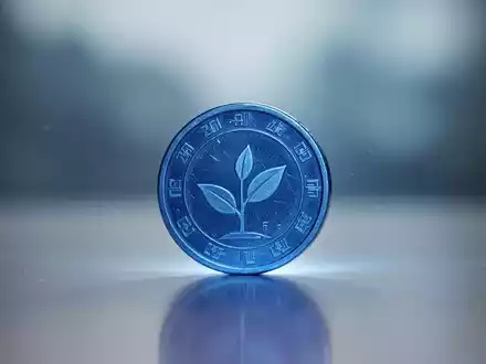 Eine einzelne, leuchtende blaue Wertmarke auf einer reflektierenden Oberfläche, die Wachstum und Stabilität symbolisiert. - Foto: über boerse-global.de