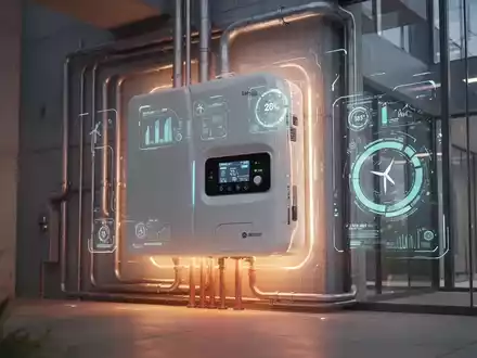 Ein modernes Heizsystem mit digitalen Anzeigen in einem Gebäude, das Energieeffizienz und Klimaneutralität symbolisiert. - Foto: über boerse-global.de