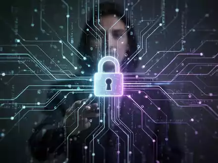 Ein stilisiertes Bild, das digitale Privatsphäre und Überwachung darstellt, mit einem Vorhängeschloss und Datenlinien. - Foto: über boerse-global.de