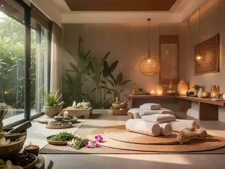 Ein modernes Thai-Spa mit traditionellen Kräutern und natürlichem Licht, das Wellness und thailändische Medizin symbolisiert. - Foto: über boerse-global.de
