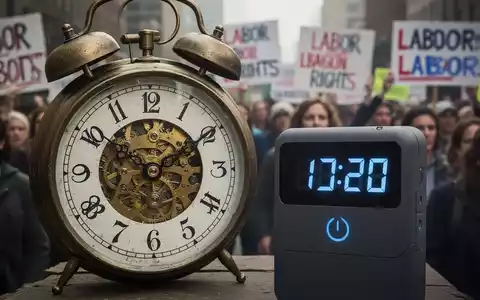 Eine Nahaufnahme einer mechanischen Uhr, die acht Stunden anzeigt, teilweise verdeckt von einem digitalen Zeiterfassungsgerät. - Foto: über boerse-global.de