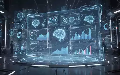 Holographische Projektion einer futuristischen Online-Lernplattform mit Datendiagrammen und KI-Symbolen, die berufliche Weiterbildung darstellt. - Foto: über boerse-global.de