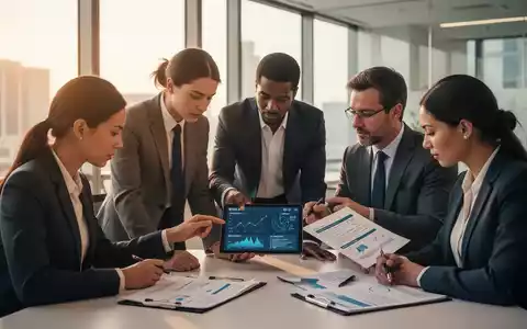 Geschäftsleute in einem modernen Büro, die Dokumente und Gesundheitsdaten auf einem Tablet analysieren. Fokus auf betriebliches Gesundheitsmanagement. - Foto: über boerse-global.de