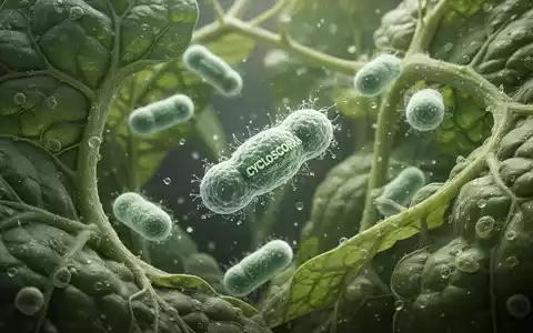 Mikroskopische Ansicht von Cyclospora cayetanensis-Parasiten zwischen Pflanzenzellen, die eine unsichtbare Gefahr in Lebensmitteln darstellen. - Foto: über boerse-global.de