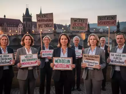 Psychotherapeuten halten Schilder bei einer Mahnwache nahe der Alten Brücke in Heidelberg, protestierend gegen Gesundheitsreformen. - Foto: über boerse-global.de