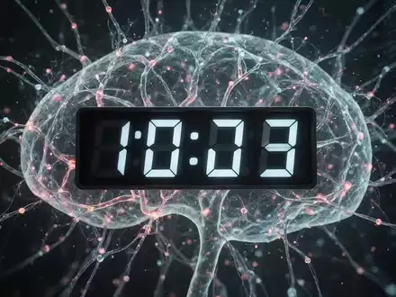 Stilisierte Digitaluhr mit Zukunftsdatum, umgeben von abstrakten, leuchtenden KI-Neuronalnetz-Linien. - Foto: über boerse-global.de