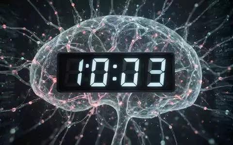 Stilisierte Digitaluhr mit Zukunftsdatum, umgeben von abstrakten, leuchtenden KI-Neuronalnetz-Linien. - Foto: über boerse-global.de