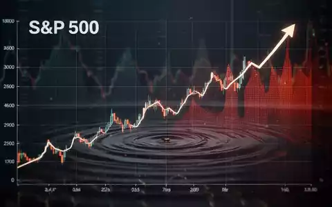 Ein stilisierter Graph des S&P 500 mit Aufwärtstrend vor einem Hintergrund, der einen Ölpreisanstieg andeutet. - Foto: über boerse-global.de