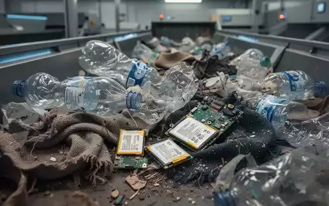 Eine Nahaufnahme von verschiedenen Abfallarten: zerknüllte Plastikflaschen, weggeworfene Textilien und kleine Elektronikabfälle mit sichtbaren Lithium-Ionen-Batterien. - Foto: über boerse-global.de