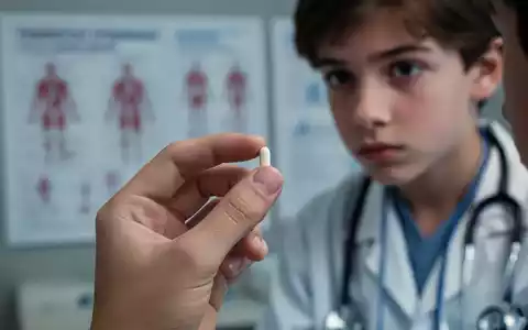 Eine junge Hand hält eine einzelne Pille, mit unscharfen medizinischen Diagrammen im Hintergrund. Zeigt die Herausforderungen junger Gesundheit. - Foto: über boerse-global.de