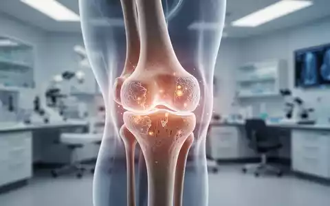 Nahaufnahme eines menschlichen Kniegelenks mit transparent dargestelltem Knochen und Knorpel, der Abnutzungserscheinungen und regenerative Bereiche aufweist. - Foto: über boerse-global.de