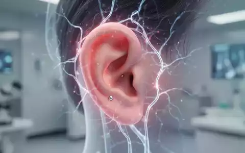 Nahaufnahme eines menschlichen Ohrs mit einem dezenten Piercing, umgeben von einem sanften Leuchten, das neurologische Aktivität andeutet. - Foto: über boerse-global.de