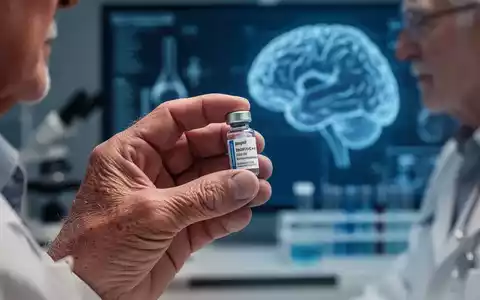 Nahaufnahme einer älteren Hand, die ein kleines Medikamentenfläschchen hält, mit verschwommenem medizinischem Hintergrund. - Foto: über boerse-global.de