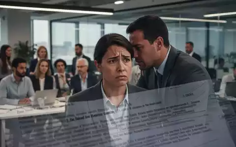 Eine Frau in einem Büro, die sich unwohl fühlt, während ein Kollege ihr zu nahe kommt, mit einem verschwommenen juristischen Text im Hintergrund. - Foto: über boerse-global.de
