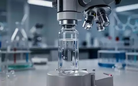 Nahaufnahme eines medizinischen Geräts oder einer Glasphiole mit klarer Flüssigkeit in einer Laborumgebung, die pharmazeutische Forschung darstellt. - Foto: über boerse-global.de