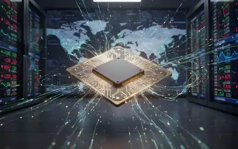 Glühender, futuristischer Mikrochip umgeben von digitalen Datenströmen, symbolisiert Speichertechnologie und globale Nachfrage. - Foto: über boerse-global.de