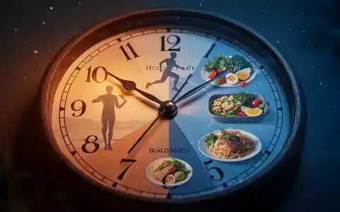 Eine stilisierte Uhr mit Händen, die auf Abendstunden zeigen, umgeben von Elementen, die Gesundheit und Ernährung symbolisieren. - Foto: über boerse-global.de