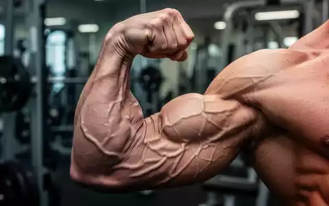 Nahaufnahme eines angespannten Bizeps, der Stärke und Muskulatur symbolisiert, mit verschwommenem Fitnessstudio im Hintergrund. - Foto: über boerse-global.de
