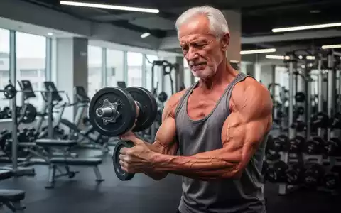 Ein älterer Mann trainiert mit einer Hantel in einem Fitnessstudio, um Muskelabbau im Alter entgegenzuwirken. - Foto: über boerse-global.de