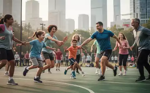 Eine Gruppe von Menschen unterschiedlichen Alters und Fähigkeiten spielt gemeinsam Fußball in einem Stadtpark. - Foto: über boerse-global.de