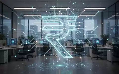 Indisches Rupien-Symbol mit leuchtenden KI-Netzlinien, die lokale Preise für KI-Dienste in Indien darstellen. - Foto: über boerse-global.de