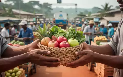 Hände tauschen einen Korb mit landwirtschaftlichen Produkten vor dem Hintergrund einer globalen Lieferkette aus. - Foto: über boerse-global.de