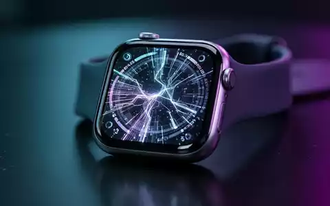 Nahaufnahme einer Apple Watch mit futuristischer KI-Oberfläche, leuchtenden Linien und Datenvisualisierungen auf reflektierender Oberfläche. - Foto: über boerse-global.de
