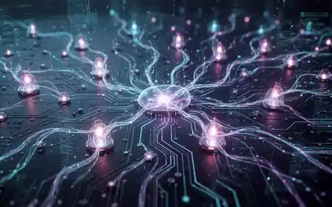 Abstraktes, futuristisches Bild eines leuchtenden neuronalen Netzes mit verbundenen Knoten und Datenströmen, das KI-Agentensysteme symbolisiert. - Foto: über boerse-global.de