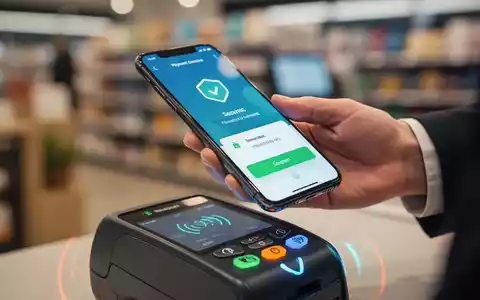 Nahaufnahme eines Smartphones mit einer Zahlungsbestätigung über einem kontaktlosen Terminal, das sichere mobile Transaktionen darstellt. - Foto: über boerse-global.de