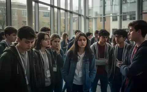 Eine Gruppe von Studierenden auf einem modernen Universitätscampus, einige wirken nachdenklich oder gestresst. - Foto: über boerse-global.de