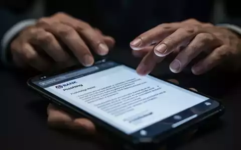 Nahaufnahme eines Smartphone-Bildschirms, der eine betrügerische E-Mail anzeigt, mit unscharfen Händen im Hintergrund. - Foto: über boerse-global.de