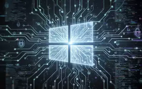 Eine stilisierte Darstellung eines digitalen neuronalen Netzwerks, das über einem abstrakten Windows-Logo liegt und Sicherheitslücken symbolisiert. - Foto: über boerse-global.de