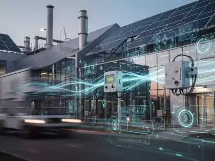 Eine moderne Industrieanlage mit Solarpaneelen und intelligenten Zählern, die Energieeffizienz und Automatisierung symbolisiert. - Foto: über boerse-global.de