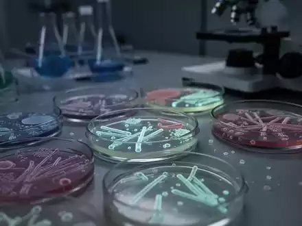 Nahaufnahme von Petrischalen in einem Labor, die bakterielle Kulturen mit Leuchten zeigen, symbolisch für Antibiotikaresistenzen. - Foto: über boerse-global.de