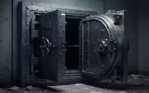 Eine leicht geöffnete, leere Tresortür in einem dunklen Raum, die finanzielle Verluste symbolisiert. - Foto: über boerse-global.de