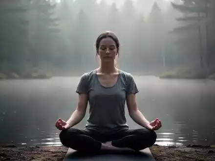 Eine Person sitzt in einer ruhigen, meditativen Pose in einer friedlichen Naturumgebung und strahlt Gelassenheit und Achtsamkeit aus. - Foto: über boerse-global.de