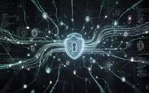 Abstrakte Darstellung von sicheren digitalen Datenflüssen und vernetzten Systemen, die Datenschutz und IT-Sicherheit symbolisieren. - Foto: über boerse-global.de