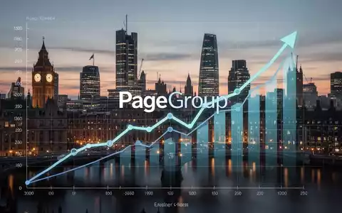 Ein stilisiertes Diagramm mit Aufwärtstrend und dem Namen PageGroup vor der Skyline des Londoner Finanzviertels. - Foto: über boerse-global.de