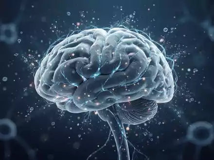 Eine stilisierte Darstellung eines menschlichen Gehirns mit leuchtenden neuronalen Pfaden in einer friedlichen, traumähnlichen Umgebung. - Foto: über boerse-global.de