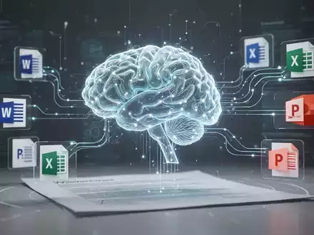 Leuchtendes KI-Gehirn-Symbol über digitaler Dokumentenoberfläche, Symbol für KI-gestützte Dokumentenerstellung und Automatisierung. - Foto: über boerse-global.de
