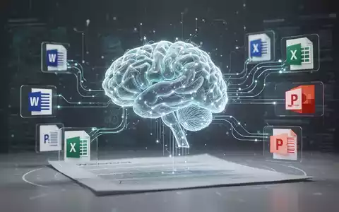 Leuchtendes KI-Gehirn-Symbol ĂŒber digitaler DokumentenoberflĂ€che, Symbol fĂŒr KI-gestĂŒtzte Dokumentenerstellung und Automatisierung. - Foto: ĂŒber boerse-global.de