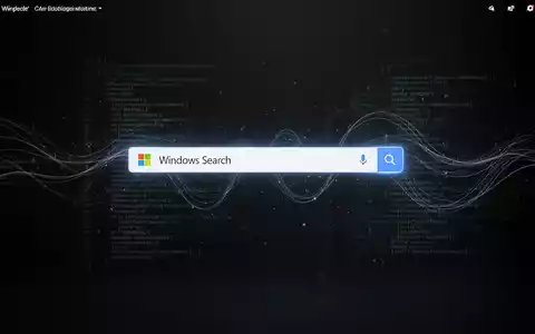 Leuchtende, minimalistische Windows-Suchleiste auf dunklem Desktop, Symbol für optimierte Suche und digitale Effizienz. - Foto: über boerse-global.de