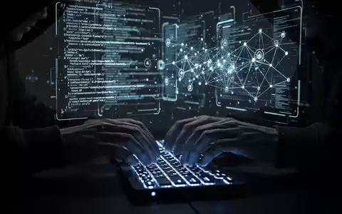 Nahaufnahme der Hände eines Hackers beim Tippen auf einer Tastatur, digitaler Code spiegelt sich auf einem Bildschirm. - Foto: über boerse-global.de