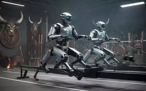 Fortschrittlicher Boston Dynamics Atlas humanoider Roboter führt synchronisierte Ruderbewegung aus. - Foto: über boerse-global.de