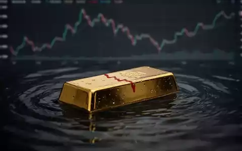 Ein goldener Barren, der teilweise in dunkles Wasser getaucht ist, mit einer roten Linie, die einen leichten Rückgang anzeigt. - Foto: über boerse-global.de