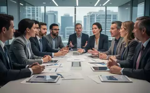 Eine Gruppe von Angestellten des öffentlichen Dienstes sitzt an einem Konferenztisch und diskutiert Dokumente und Tablets. - Foto: über boerse-global.de