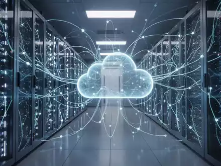 Sicherer Datenraum mit leuchtenden Servern und Netzwerkleitungen, Symbol für Huawei Cloud-Bürolösungen für große Organisationen. - Foto: über boerse-global.de