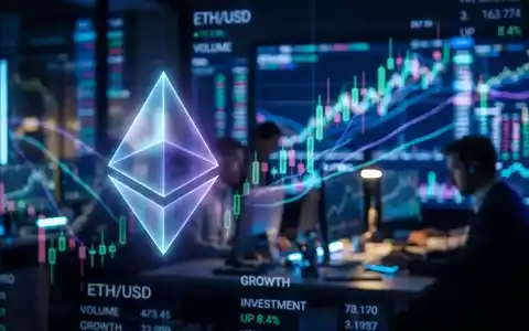 Ein stilisiertes Ethereum-Logo über verschwommenen digitalen Finanzcharts, das Zufluss und Investitionen in ETFs symbolisiert. - Foto: über boerse-global.de