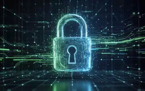 Digitales Schloss-Symbol umgeben von fließenden Datenströmen, symbolisiert Datenleck und Cybersicherheitsvorfall. - Foto: über boerse-global.de